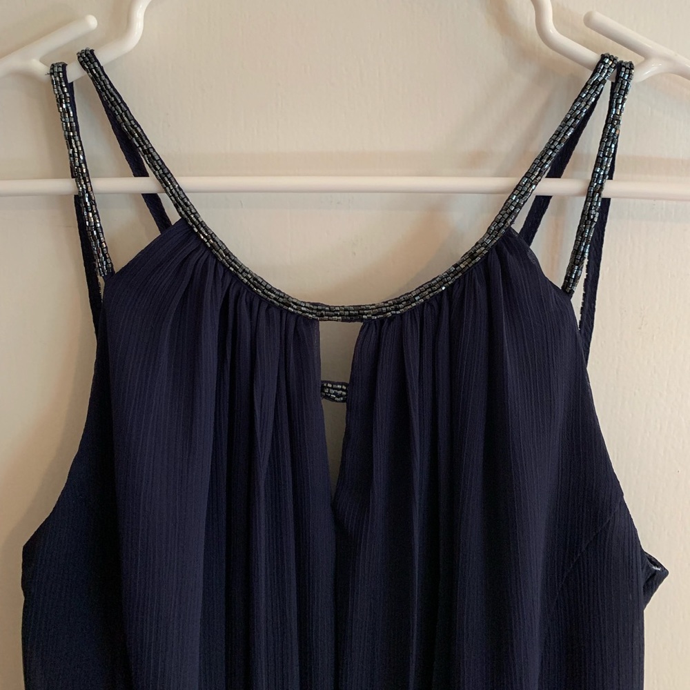David’s Bridal Marine blue dress w/ beaded straps